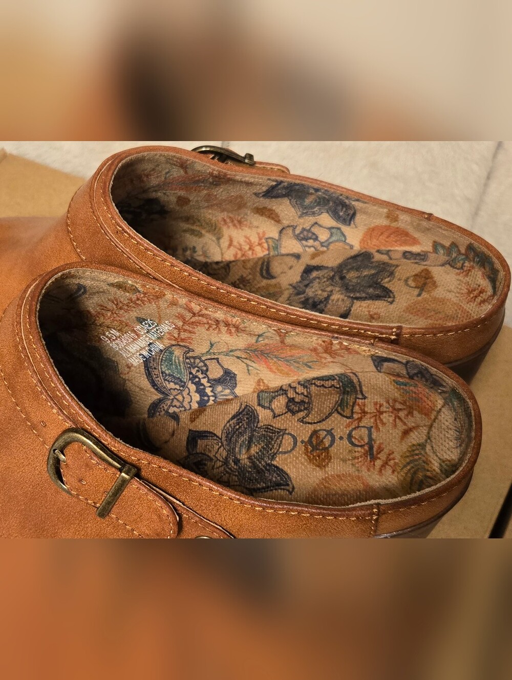B.o.c By Born Brown Adel Clogs With Boho Pattern Inner Womens Size 9.5 - New - Picture 4 of 10